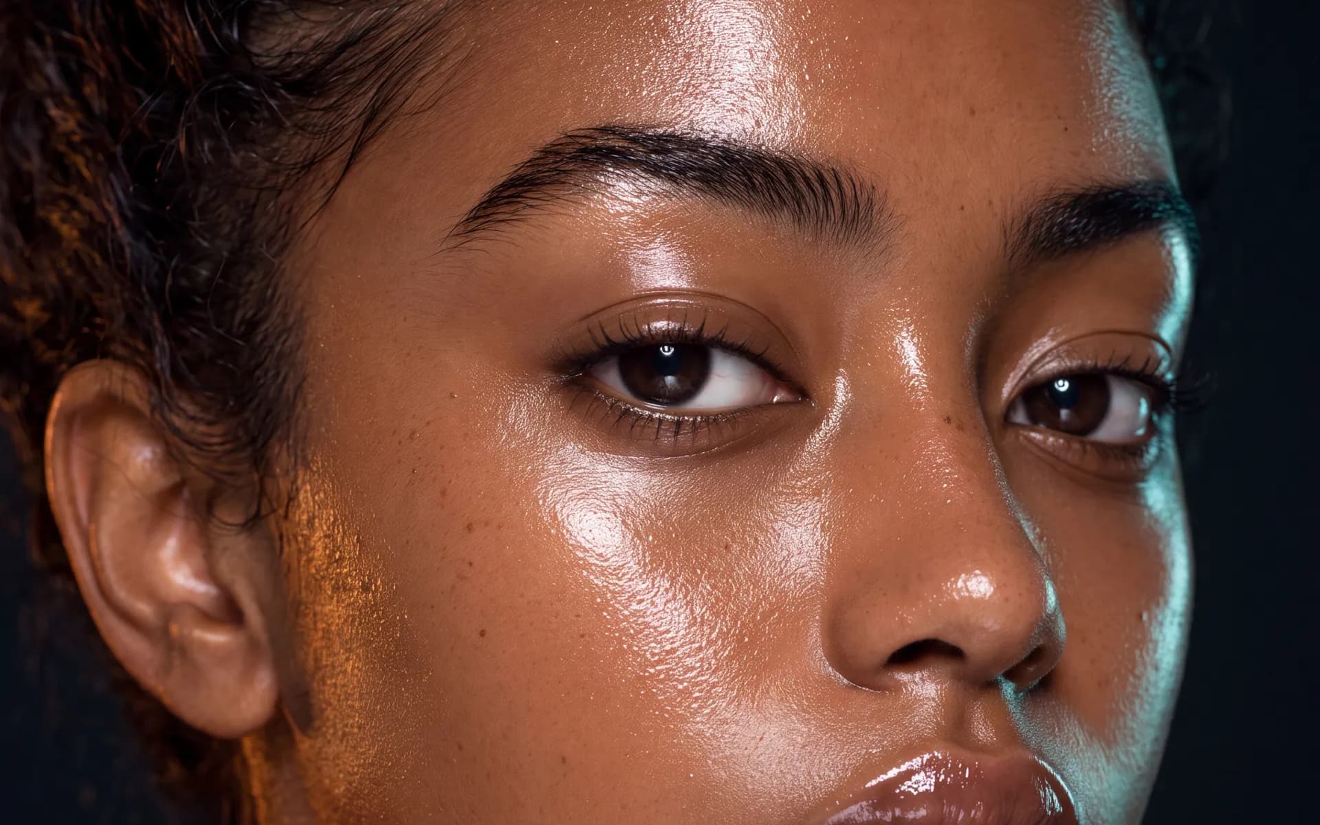 Editorial portrait of a woman in prism light
